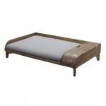 Mia Solid Wood Storage Pet Bed with Cushion - Large - Dark Brown/Grey