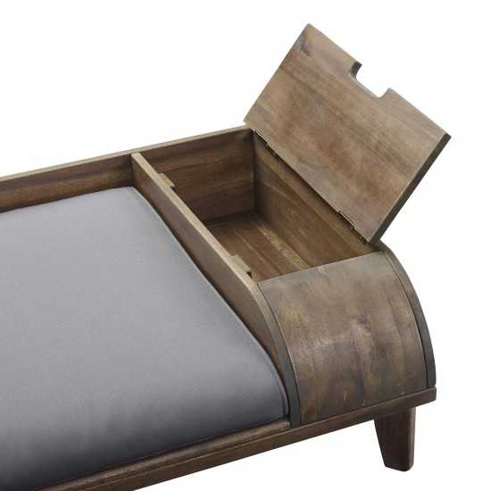 Mia Solid Wood Storage Pet Bed with Cushion - Medium - Dark Brown/Grey