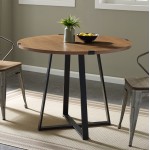 40” Urban Industrial Metal Wrap Round Dining Table - English Oak/Black