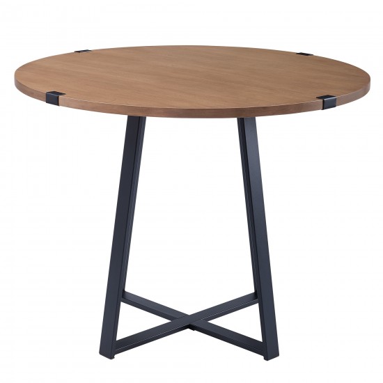 40” Urban Industrial Metal Wrap Round Dining Table - English Oak/Black