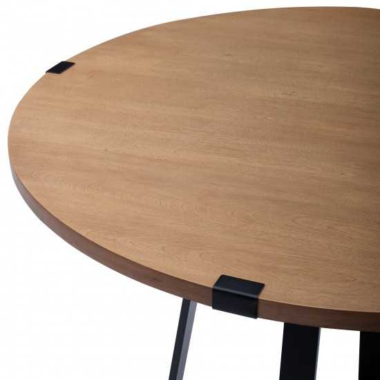 40” Urban Industrial Metal Wrap Round Dining Table - English Oak/Black