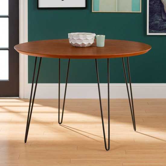 46" Mid Century Modern Round Dining Table - Walnut          