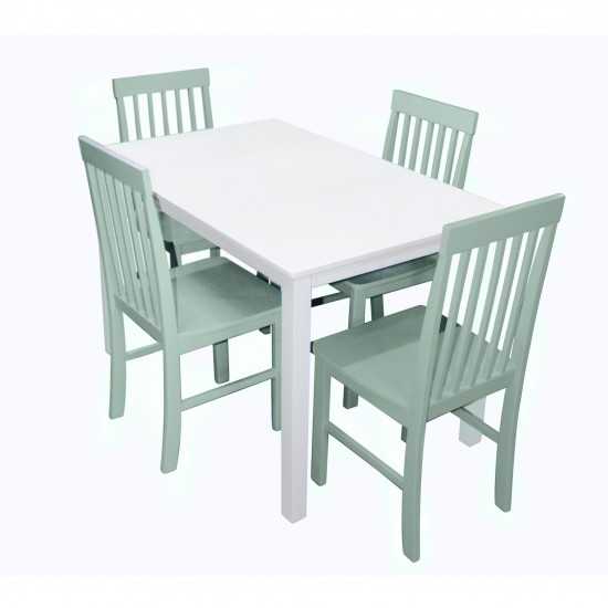 5-Piece Modern Dining Set - White/Sage