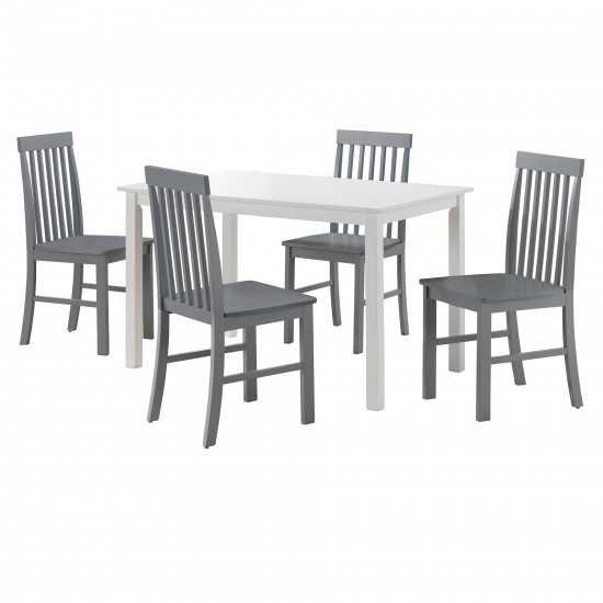 5-Piece Modern Dining Set - White/Grey