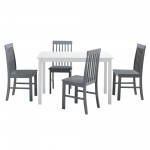 5-Piece Modern Dining Set - White/Grey