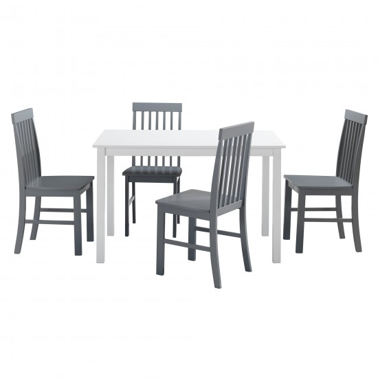 5-Piece Modern Dining Set - White/Grey