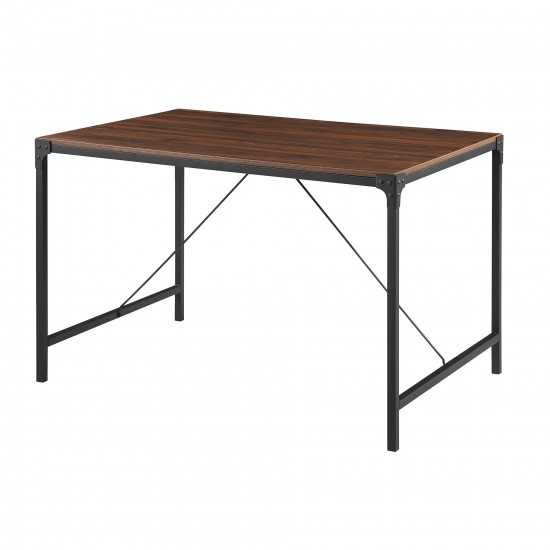 Angle Iron 48" Industrial Wood Dining Table - Dark Walnut