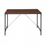 Angle Iron 48" Industrial Wood Dining Table - Dark Walnut