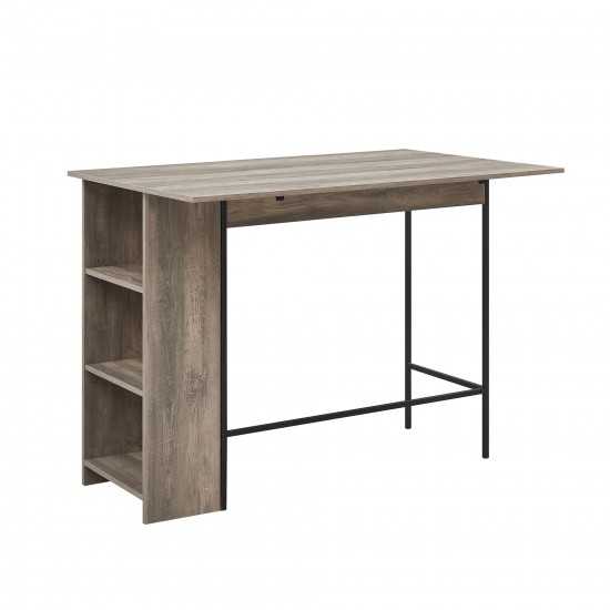 Lena 48" Counter Height Drop Leaf Table with Storage - Grey Wash
