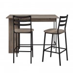 3-Piece Drop Leaf Counter Table Set - Grey Wash