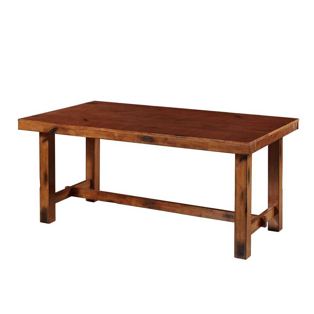 68" Rustic Wood Expandable Dining Table - Dark Oak 68" Rustic Wood Expandable Dining Table - Dark Oak