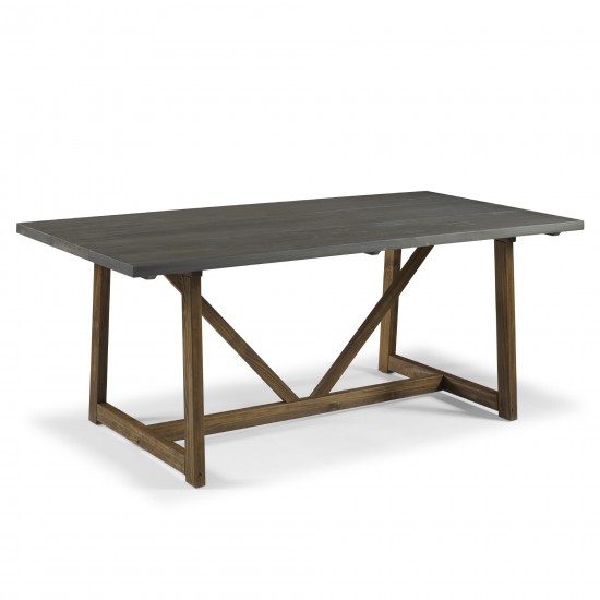 Brennan 72" Solid Wood Trestle Dining Table - Grey/Brown