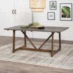 Brennan 72" Solid Wood Trestle Dining Table - Grey/Brown