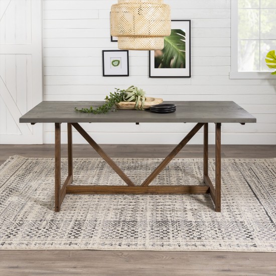 Brennan 72" Solid Wood Trestle Dining Table - Grey/Brown