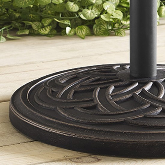 Circle Weave Round Outdoor Patio Umbrella Base - Antique Bronze