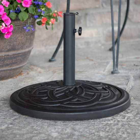 Circle Weave Round Outdoor Patio Umbrella Base - Black