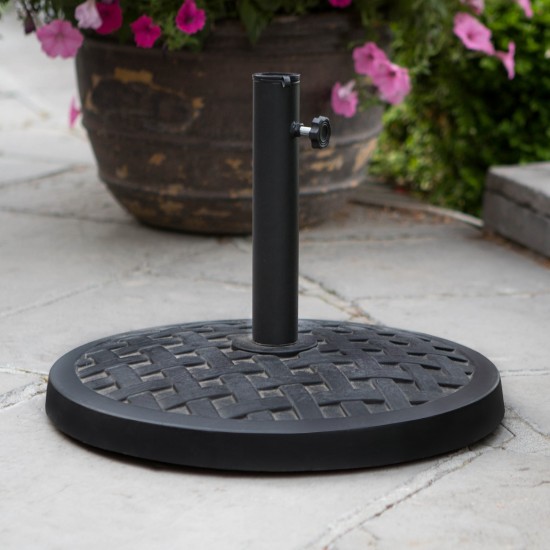 Weave Round Outdoor Patio Umbrella Base - Black