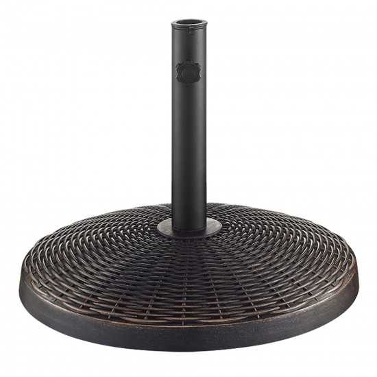 Wicker Style Round Outdoor Patio Umbrella Base - Antique Bronze