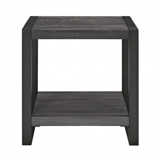 angelo:HOME 24" Industrial Side Table - Charcoal