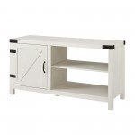 44" Asymmetrical Barn Door Farmhouse TV Stand - Brushed White