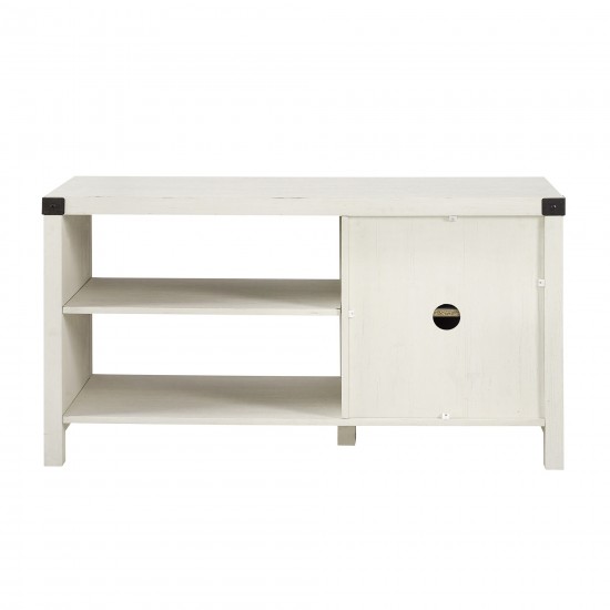 44" Asymmetrical Barn Door Farmhouse TV Stand - Brushed White