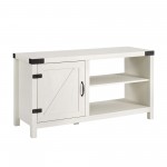 44" Asymmetrical Barn Door Farmhouse TV Stand - Brushed White