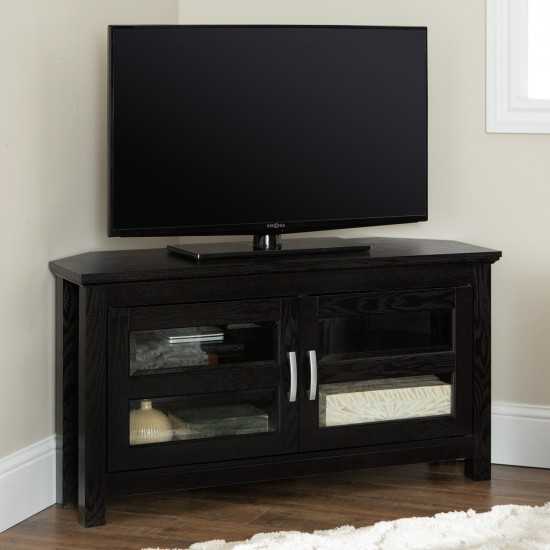 Cordoba 44" 2 Door Wood Corner TV Stand - Black