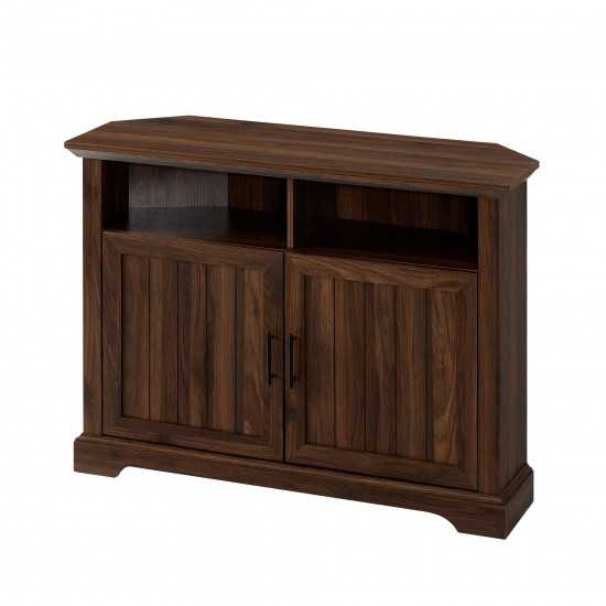 Columbus 44" Grooved Door Corner TV Stand - Dark Walnut