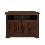 Columbus 44" Grooved Door Corner TV Stand - Dark Walnut