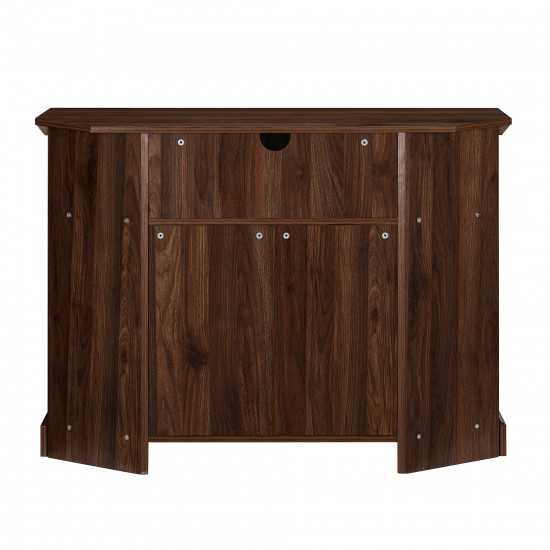 Columbus 44" Grooved Door Corner TV Stand - Dark Walnut