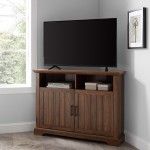 Columbus 44" Grooved Door Corner TV Stand - Dark Walnut