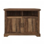 Columbus 44" Grooved Door Corner TV Stand - Rustic Oak