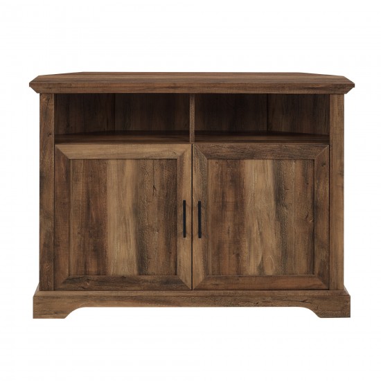 Columbus 44" Grooved Door Corner TV Stand - Rustic Oak