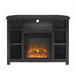 44" Wood Corner Fireplace TV Stand - Black