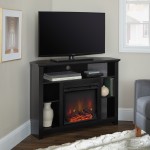 44" Wood Corner Fireplace TV Stand - Black