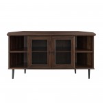 48" Simple Glass Door Corner TV Console - Dark Walnut