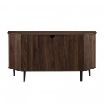 48" Simple Glass Door Corner TV Console - Dark Walnut