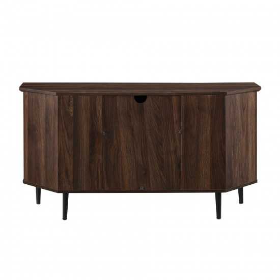 48" Simple Glass Door Corner TV Console - Dark Walnut