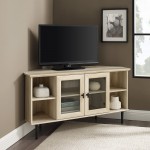 48" Simple Glass Door Corner TV Console - White Oak