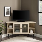 48" Simple Glass Door Corner TV Console - White Oak