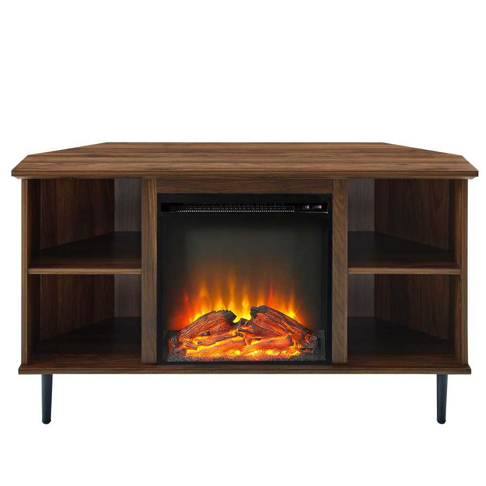 Clyde 48" Simple Corner Fireplace Console - Dark Walnut Clyde 48" Simple Corner Fireplace Console - Dark Walnut