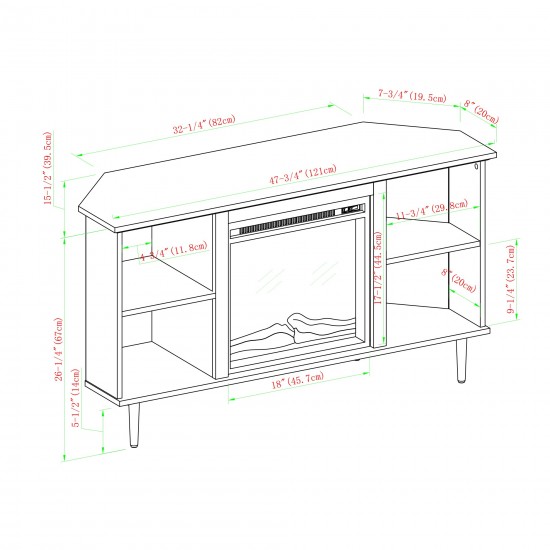 Clyde 48" Simple Corner Fireplace Console - Dark Walnut