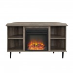 Clyde 48" Simple Corner Fireplace Console - Grey Wash