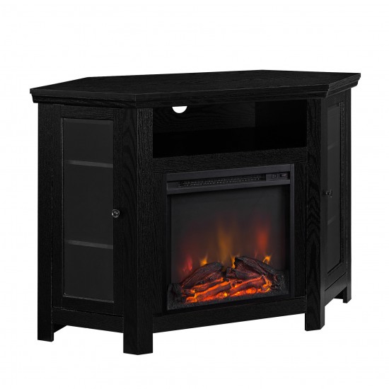 48" Wood Corner Fireplace TV Stand - Black