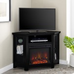 48" Wood Corner Fireplace TV Stand - Black