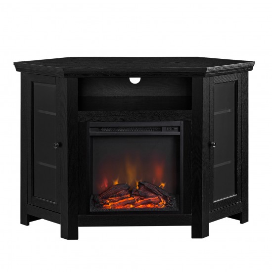 48" Wood Corner Fireplace TV Stand - Black