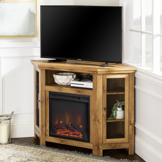 48" Wood Corner Fireplace TV Stand - Barnwood