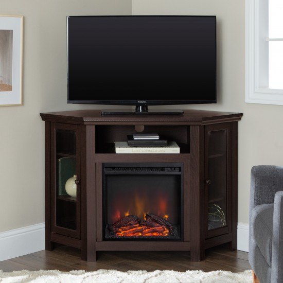 48" Wood Corner Fireplace TV Stand - Espresso