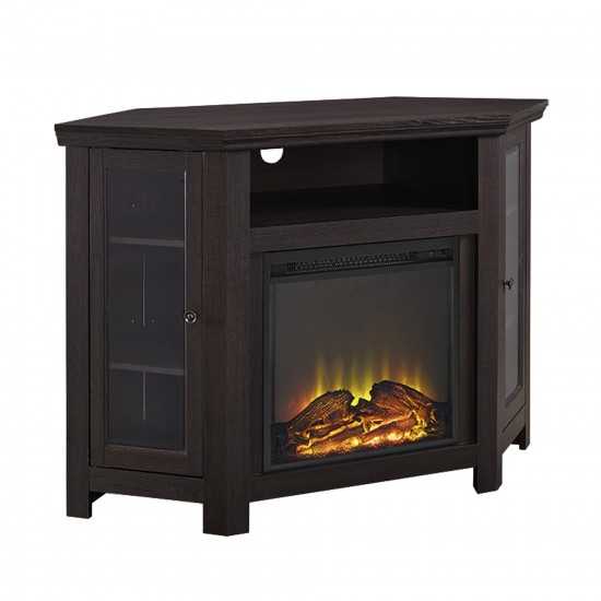 48" Wood Corner Fireplace TV Stand - Espresso