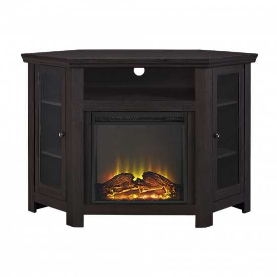 48" Wood Corner Fireplace TV Stand - Espresso